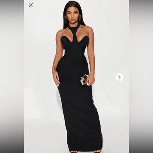 Fashion Nova Black Strapless Cutout Maxi Dress